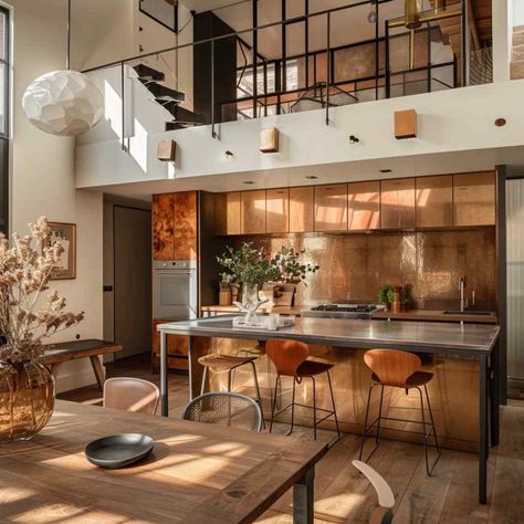 32 Kitchens Where Mid-Century Charm Meets Industrial Chic (Concept Interiors) Kitchen Industrial Design, Kitchen Color Palettes, Warm Industrial, Home Office Closet, Industrial Design Style, Floor Plan Creator, Industrial Kitchen Design, Porch House Plans, Home Design Software