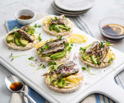 Sardines with Rice Crackers and Ponzu | Chicken of the Sea Ponzu Chicken, Kewpie Mayo, Shichimi Togarashi, Radish Sprouts, Chicken Of The Sea, Boiled Chicken Breast, 17 Day Diet, Rice Crackers, Diet Ideas