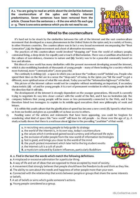 The 1960's (B2/C1 TEST) reading for…: English ESL worksheets pdf & doc Cross Cultural Communication, Esl Reading, Intercultural Communication, Voice Levels, Study Stuff, Esl Games, Learn Another Language, O Levels, Language Goals