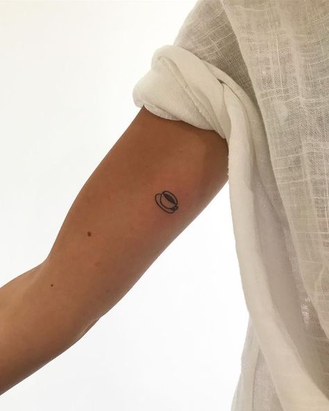 Tiny Mug Tattoo, Matcha Tattoo Ideas, Year Tatoos, Simple Little Tattoos, Art Related Tattoos, Emma Chamberlain Tattoo, Toast Tattoo, You Tattoo, Tattoo Coffee Cup