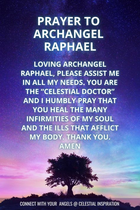 Prayers For Archangels, Archangel Raphael Prayer, Archangel Raphael Healing, Raphael Archangel, Angel Healing, Spiritual Angels, Archangel Prayers, Angel Spirit, Angel Blessings