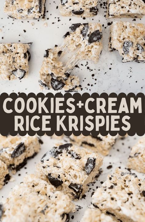 Oreo Rice Crispy Treats, Oreo Rice Krispies, Cereal Treat Bars, Oreo Rice Krispie Treats, Oreo Rice, Marshmallow Desserts, Oreo Treats, Oreo Cookie Recipes, Cooking With Karli