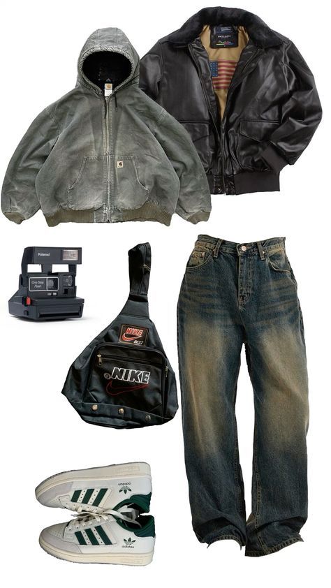 Grunge Style Board, Dress My Boyfriend Mens Fashion, Winter Outfits Aesthetic Streetwear, 90s Indie Fashion Men, Winter Fit Y2k, Vest Over Hoodie Outfit, Dad Style Outfits, Baggy Clothes Outfit Winter, Canada Outfit Ideas