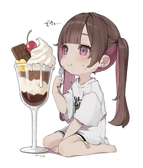 Ice Cream Art, Cute Fantasy Creatures, Chibi Girl, Anime Guys Shirtless, Digital Art Anime, Cute Chibi, Illustrations And Posters, Kawaii Girl, Girl Drawing