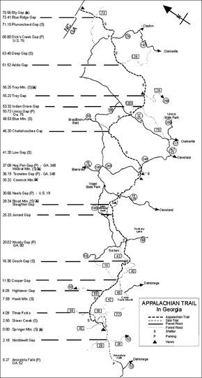 Georgia's Appalachian Trail Map Appalachian Trail Georgia, Appalachian Trail Map, Map Diagram, Chattahoochee National Forest, Year Challenge, Georgia Map, Trail Map, Maputo, Thru Hiking