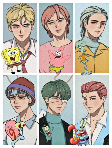 Spongebob As Anime, Spongebob Human Version, Spongebob Characters As Humans, Spongebob As A Human, Spongebob Anime Version, Spongebob Human Fanart, Spongebob Oc, Cartoon Anime Version, Human Spongebob