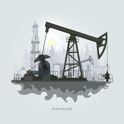 Oil Pump Jack, Industry Illustration, Petroleum Engineering, Oil Drilling, Fun Projects For Kids, School Icon, Fir Trees, Oil Industry, Drilling Rig