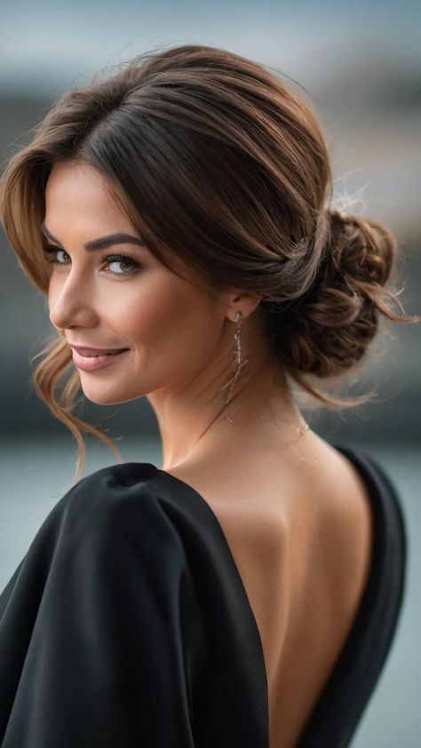 Homecoming Hair Alert: 15 Stylish Ideas You Can Try Tonight! 37 Easy Half Up Half Down Hair Medium Shoulder Length, Hair Up Party Hairstyles, Hairstyle For Boatneck Dress, Half Updo Hairstyles For Medium Hair, Cocktail Dress Hairstyles, Simple Hairstyles For Wavy Hair, Hairdo Simple Elegant, Easy Wedding Guest Hair Medium, Wedding Guest Hairdo