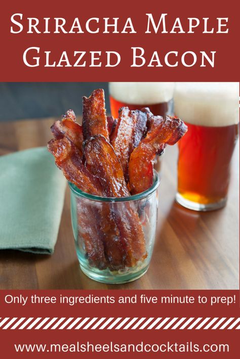 Three ingredient Sriracha Maple Glazed Bacon is ready in no time. A little sweet, a little savory, perfect for Father's day or anyday! Bacon Meals, Maple Glazed Bacon, Peameal Bacon, Cooking Bacon, Baked Bacon, Maple Bacon, Maple Glaze, Brunch Menu, Bacon Recipes