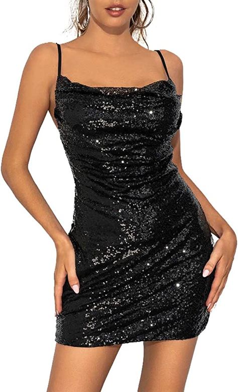 Amazon.com: EVILD Spaghetti Strap Sequins Bodycon Dress Elastic Sparky Adjustable Cami Dress Sexy Party Sleeveless Cocktail Mini Dress : Clothing, Shoes & Jewelry Womens Sequin Dresses, Homecoming Dresses For Teens, Rave Dress, Nightclub Dress, Spaghetti Strap Bodycon Dress, Satin Cocktail Dress, Sequin Bodycon Dress, Neck Bodycon Dress, Cocktail Evening Dresses