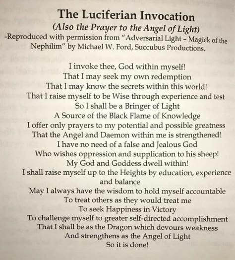 Luciferianism Philosophy, Offerings For Lucifer, Lucifer Invocation, Satanism Quotes, Lucifer Deity, Satanic Spells, Demon Ritual, Satanic Rules, Spiritual Satanism