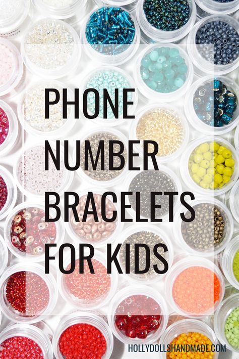 "I worry about losing track of my kids when we travel somewhere that’s crowded. A phone number bracelet provides a little peace of mind..." #phonenumberbracelets #kidcrafts #crafts #beads #bracelets Phone Number Bracelet, Number Bracelets, Bracelets For Kids, Crafts Beads, Wee Folk, Beads Bracelets, Family Crafts, Bead Crafts, Peace Of Mind