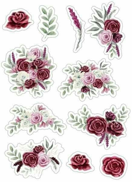 Vintage Paper Printable, Anniversaire Diy, Homemade Stickers, Scrapbook Flowers, Tumblr Stickers, Scrapbook Stickers Printable, Sticker Template, Printable Scrapbook Paper, Scrapbook Printables