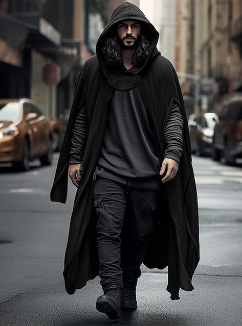 Envy Clothing, Men's Trench Coat, Hooded Trench Coat, Party Outdoor, Trench Coat Men, Hooded Cloak, Winter Chic, Fall Outdoor, Outerwear Outfit