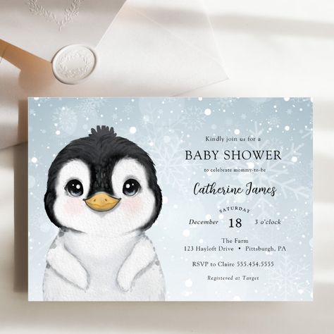 Adorable Winter Penguin Baby Shower invitation - tap/click to get yours right now!  #baby #shower, #winter #it&39;s #cold Penguin Theme Baby Shower, Watercolor Penguin, Penguin Baby Showers, Online Baby Shower Invites, Penguin Theme, Blue Penguin, Winter Penguin, Penguin Baby, Winter Baby Shower Invitations