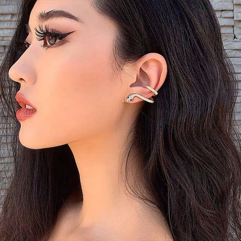 Bts Earrings, Dragon Ear Cuffs, Memorable Jewelry, Succulent Jewelry, Snake Ears, Daly City, Ear Crawler, Jewelry Ear, Punk Earrings