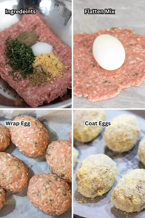 This keto scotch eggs recipe is so good that you’ll wonder what you did before they were in your life! They are full of essential amino acids, easy, and make a great low-carb lunch or dinner. Scott Eggs Recipe, Carnivore Scotch Eggs, Scotish Eggs Recipe, Keto Eggs Recipe, Keto Scotch Eggs, Keto Meals Dinners, Keto Egg Recipes, Ketovore Recipes, Keto Eggs