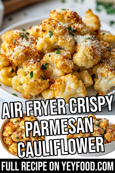 Air Fryer Crispy Parmesan Cauliflower - Yeyfood.com: Recipes, cooking tips, and kitchen hacks for home cooks of all levels Veggie Dishes Air Fryer, Gowise Air Fryer Recipes, Airfryer Vegetable Recipes, Airfryer Broccoli And Cauliflower, Air Fried Veggies Recipes, Parmesan Cauliflower Bites, Air Fryer Cauliflower Easy, Air Fryer Frozen Cauliflower Recipes, Cauliflower Recipes In Air Fryer