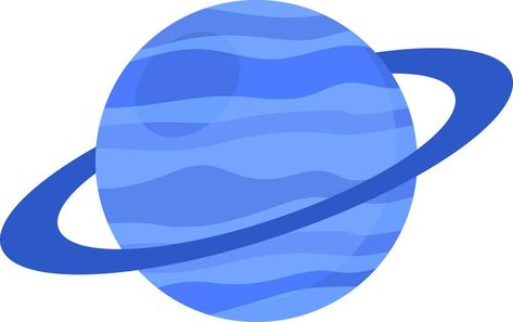 Flat Uranus Planet Icon In Blue Color. Uranus Planet Image, Planet Cartoon, Planet Transparent Background, Planet Clipart, Planet Vector Illustration, Uranus And Neptune Planets, Uranus Planet, Planet Vector, Planet Icon