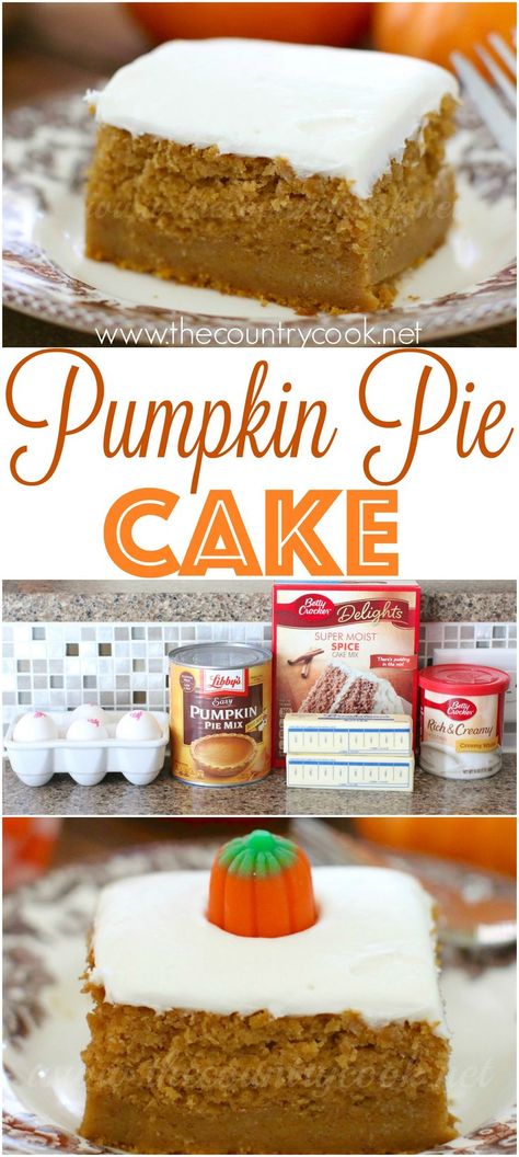 Pumpkin Pie Cake Recipe, Pie Cake Recipe, Pumpkin Magic, Pumpkin Pie Cake, Diy Easy Recipes, Pumpkin Pie Mix, Cake Christmas, Country Cook, The Country Cook