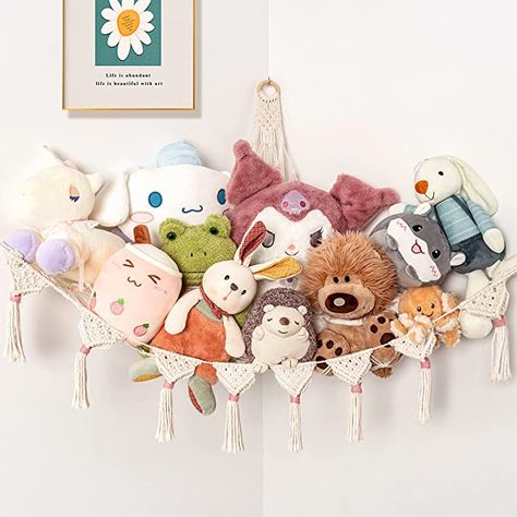 Amazon.com: NIXX YU Stuffed Animal Net or Hammock, Macrame Toy Hammock Hanging Pet Net for Squishmallow Plushie Holder Teddy Bear Organizer Kids Room Storage Ideas (39"x39"x44") : Baby Plushie Holder, Toddler Bedroom Toy Storage, Kids Room Storage Ideas, Kids Room Storage, Stuffed Animal Net, Stuffed Animal Hammock, Toy Net, Room Storage Ideas, Toy Hammock