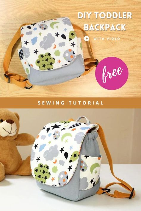 Baby Sewing Tutorials, School Wallpaper, Backpack Pattern Sewing, Quotation Format, Backpack Sewing, Sewing Machine Projects, Toddler Bag, Backpack Free, Sew Ins