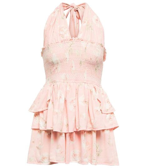 Love Shack Fancy Dress, Frilled Skirt, Layered Ruffle Skirt, Love Shack Fancy, Halterneck Top, Cotton Maxi, Pink Outfits, Warm Outfits, Feminine Look