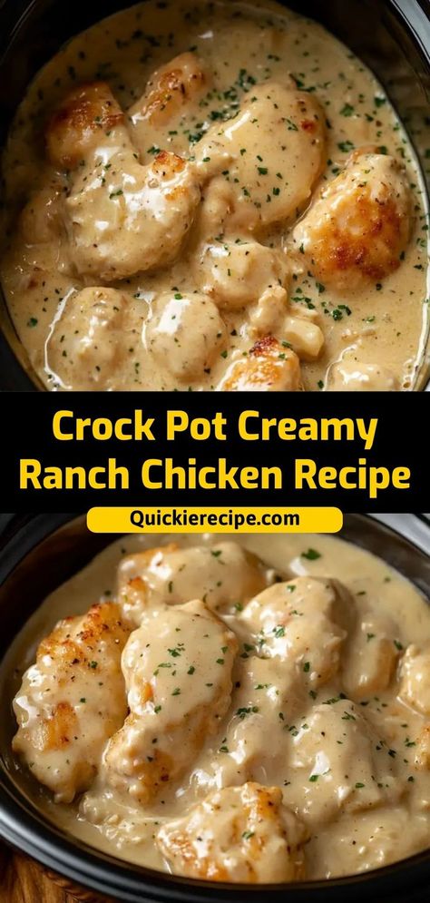 This Creamy Ranch Chicken is a creamy, savory dish made with chicken, ranch seasoning, and a rich sauce. Serve over rice or potatoes for a comforting meal. Ingredients: 4 chicken breasts 1 packet ranch seasoning mix 1 can cream of chicken soup 1/2 cup cream cheese A creamy, flavorful dish that’s as easy as setting and forgetting Easy Crock Pot Chicken Breast Recipes, Cream Of Chicken Soup Mix Recipe, Cream Cheese Crockpot Chicken, Crock Pot Creamy Ranch Chicken, Crockpot Rice Recipes, Creamy Ranch Chicken Recipe, Chicken And Rice Crockpot, Potato Recipes Crockpot, Ranch Chicken Recipe