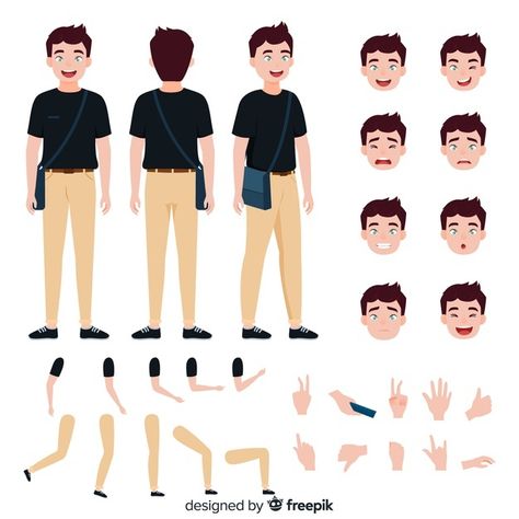 Cartoon Man Character, Hand Template, 2d Character Animation, Cartoon Body, Body Template, Vector Character Design, Free Characters, Character Template, Character Model Sheet