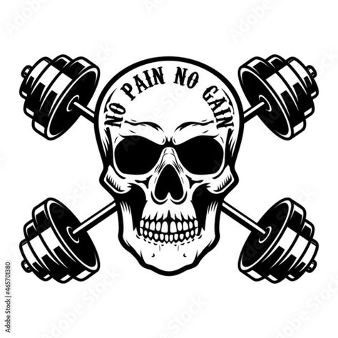 Download No pain no gain. Skull with crossed dumbbells. Vector illustration Stock Vector and explore similar vectors at Adobe Stock. Training Journal, Skeleton Head, Fitness Programs, Infusible Ink, Make Your Own Stickers, Print Decals, Workout Routines, Etsy Personalized Gifts, Silhouette Studio Designer Edition