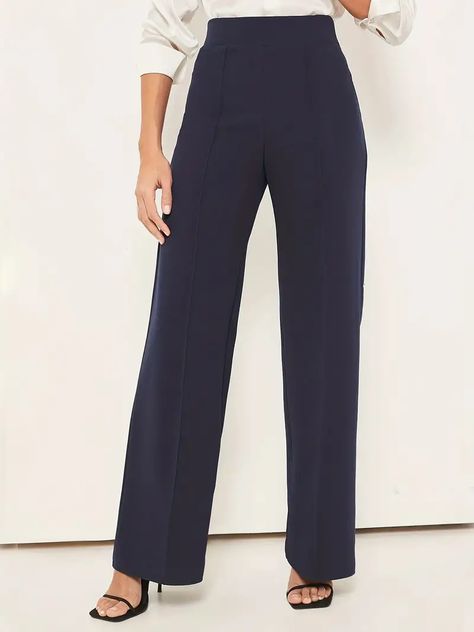 High Waist Wide Leg Pants Pants For Office Every Day Womens Clothing - Women's Clothing - Temu Temu Finds, High Waist Wide Leg Pants, Navy Blue Top, Curve Jeans, Newborn Dresses, Pantalon Large, Loungewear Shorts, Loose Pants, Wide Fit Boots