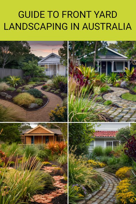 Enhancing your front yard can significantly boost your home's appeal. Incorporating Native Australian Plants is a fantastic way to create a sustainable and beautiful outdoor space. Not only do these plants thrive in the local environment, but they also require less maintenance. This guide provides insights on the best front yard designs and the types of plants you can use in Australia. Click to learn tips on choosing the right plants and creating a welcoming entrance to your home. Front Yard Designs, Australian Front Yard, Tall Ornamental Grasses, Australian Garden Design, Tiny Garden Ideas, Ultimate Backyard, Australian Native Garden, Front Gardens, Front Yard Design