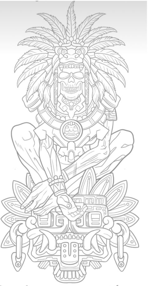 Tattoo Design Leg Men, Aztec Tattoo Patterns, Aztec Drawing Sketches, Aztec Skull Tattoo, Aztec Art Tattoo, Tattoo Design Leg, Chest Tattoo Drawings, Half Sleeve Tattoo Stencils, Aztec Drawing