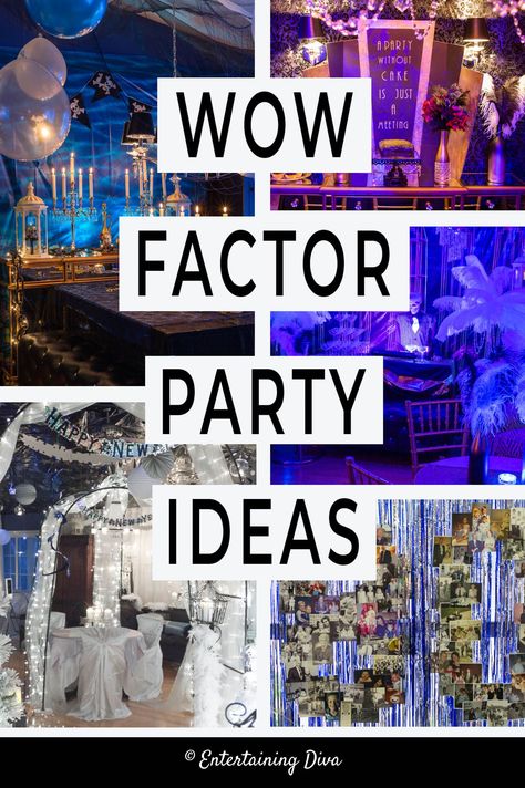 These wow factor party ideas are a great way to make your event decor look fabulous, even if you're on a budget. #entertainingdiva #partydecor #partyplanning #eventdecor #birthdayparty #partyideas Budget Event Decor, Elegant Decorating Ideas Party Events, Fundraising Gala Decor, Elegant Birthday Party Decor, Elegant Gala Decorations, Sweet 16 Party Decorations Ideas Diy, Gala Event Ideas, Gala Party Ideas Decoration, Gala Decor Ideas