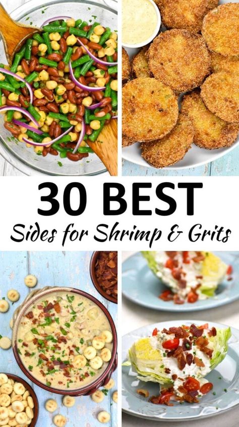 Sides For Shrimp And Grits, What To Serve With Shrimp And Grits, Shrimp Sides, Sides For Shrimp, What To Serve With Shrimp, Southern Fried Okra, Southern Collard Greens, Cucumber Tomato Avocado Salad, Best Sides