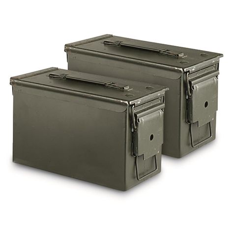 U.S. Military Surplus Waterproof M2A1 .50 Caliber Ammo Can, 2 Pack, Used - 712602, Ammo Boxes & Cans at Sportsman's Guide Twd Oc, Military Box, Pelican Case, 50 Caliber, Can Storage, Marine Electronics, Jerry Can, Military Surplus, Home Defense