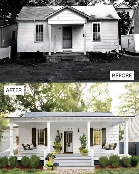 Exterior House Renovation, House Makeovers, House Before And After, Exterior House Remodel, Porch Remodel, Ranch Remodel, House Redesign, Home Exterior Makeover, Exterior Renovation