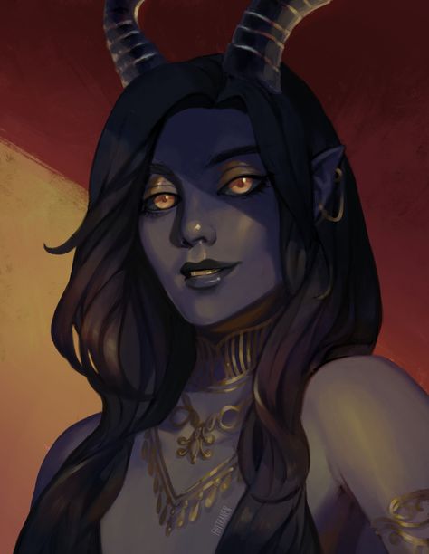 Dnd Tiefling Female, Tiefling Female, Fantasy Demon, Demon Art, Dnd Art, Dungeons And Dragons Characters, Dungeons And Dragons Homebrew, High Fantasy, Character Creation