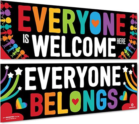 Amazon.com: Sproutbrite Classroom Decorations - Welcome Banner and Poster for Teachers - Bulletin Board and Wall Decor for Pre School, Elementary and Middle School: Office Products Back To School Banner, Classroom Decor Middle, Middle School Classroom Decor, Summer Bulletin Boards, Teacher Bulletin Boards, Classroom Banner, School Murals, School Banner, Welcome Banner