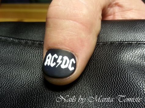 Ac Dc Nails, Acdc Nails, Dc Nails, Ac Dc Logo, Acdc Logo, Dc Logo, Band Nails, Gel Color, Ac Dc