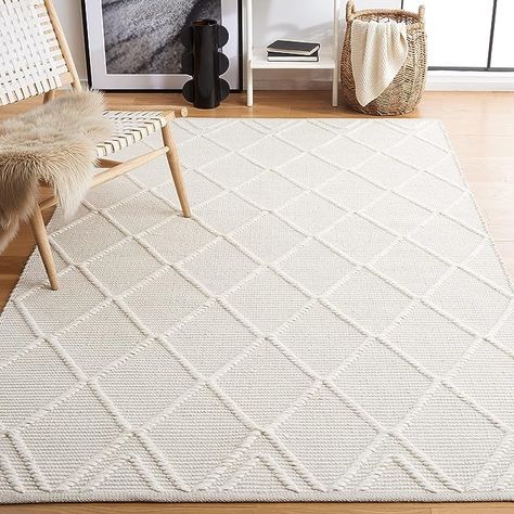 Amazon.com: SAFAVIEH Natura Collection Area Rug - 8' x 10', Ivory, Handmade Moroccan Boho Rustic Wool, Ideal for High Traffic Areas in Living Room, Bedroom (NAT832A) : Home & Kitchen Mosaic Texture, Moroccan Boho, Woven Area Rug, Beach House Style, Contemporary Bedroom Decor, Boho Geometric, Ivory Area Rug, Rustic Rugs, Rug Shapes