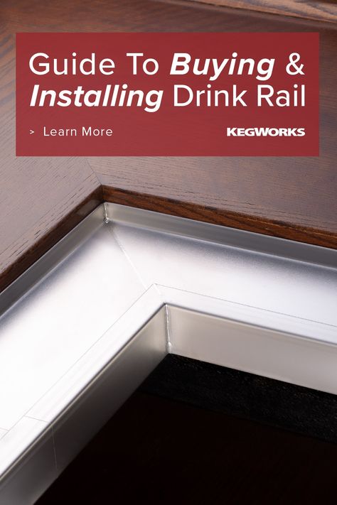 A smart solution for home and commercial bars looking to create an area for pouring and preparing drinks while protecting their bar top is installing a run of drink rail. Our stainless steel bar drink rail easily installs to any type of surface to create a durable, easy-to-clean channel perfect for pouring beers or mixing cocktails. Drink Rail, Mixing Cocktails, Guinness Cocktail, Margarita Martini, Draft Beer Tower, Urban Bar, Nitro Coffee, Beer Tower, Speed Rail