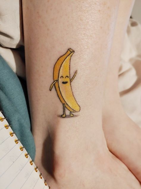 Yellow Ink Tattoos, Banana Tattoo, Goose Tattoo, Apple Tattoo, Ma Tattoo, Cactus Tattoo, Minimal Tattoo Design, 13 Tattoos, Sibling Tattoos