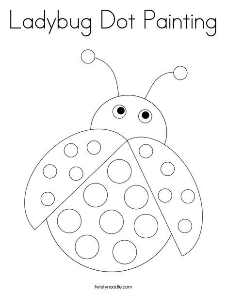 Ladybug Dot Painting Coloring Page - Twisty Noodle Ladybug Dot Art, Ladybug Coloring Page Free Printable, Dot Art Free Printable, Free Dot Painting Printable, Dot Coloring Pages Free Printable, Dot Painting For Kids, Dobber Art, Grouchy Ladybug Activities, Coloring For Toddlers