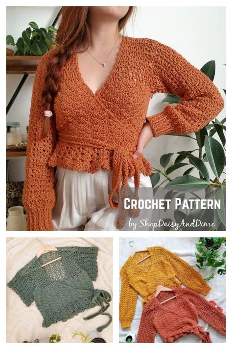 Lace Cardigan Crochet, Crochet Wrap Top Pattern, Wrap Sweater Pattern, Lace Cardigan Pattern, Lace Crochet Cardigan, Lace Top Patterns, Peplum Wrap Top, Crochet Bolero Pattern, Cardigan Crochet Pattern