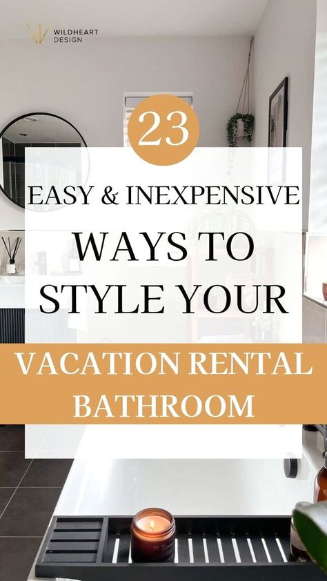 You don't need to splurge to make your Airbnb bathroom look luxe! This guide shares 23 budget-friendly bathroom finds that can transform your space. Discover Airbnb bathroom decor and must-haves that will elevate your vacation rental bathroom style. Perfect for those looking for bathroom decor on a budget, these ideas offer simple ways to enhance your vacation rentals decor and make a lasting impression on guests without overspending. Budget Friendly Bathroom Ideas, Airbnb Bathroom Essentials, Rental Bathroom Decor Ideas, Rental Bathroom Decor, Bathroom Decor On A Budget, Small Rental Bathroom, Airbnb Bathroom, Vacation Rentals Decor, Bathroom Finds