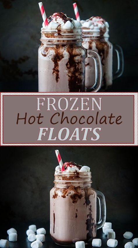 Cold Hot Chocolate, Hot Chocolate Ideas, New Desserts, Christmas In July Party, Tooth Cake, Chocolate Ideas, Frozen Hot Chocolate, Easy Cold, Ice Cream Floats