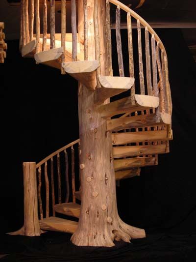 There are so many different styles of spiral staircases, they lend themselves so well to tall, vertical trunks, and they're not that hard to build! سلالم حلزونية, درج السلم, Casa Hobbit, Stair Gallery, Spiral Staircases, Spiral Stairs, Wood Stairs, Wooden Stairs, Log Furniture