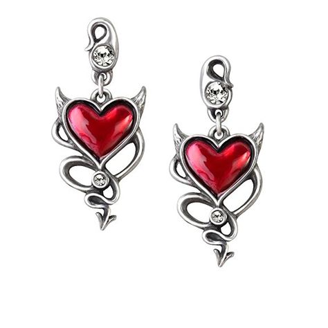 Alchemy Gothic Devil Heart Studs Earpin set Punk Witch, Occult Jewelry, Alchemy Gothic Jewelry, Goth Witch, Alt Goth, Alchemy Gothic, Red Heart Earrings, Alternative Jewelry, Gothic Earrings