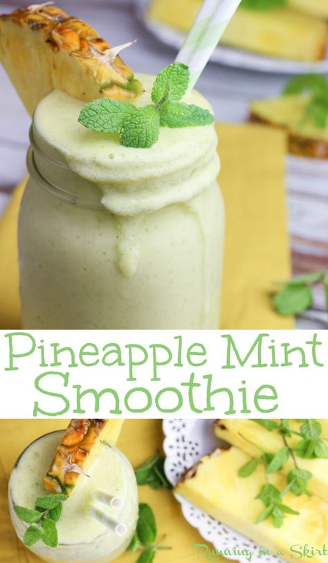 Creamy & Refreshing Pineapple Mint Smoothie recipe Mint Smoothie, Pineapple Mint, Cucumber Diet, Banana Drinks, Low Carb Diets, Pineapple Smoothie, Breakfast Smoothie, Smoothie Drinks, Smoothie Recipe